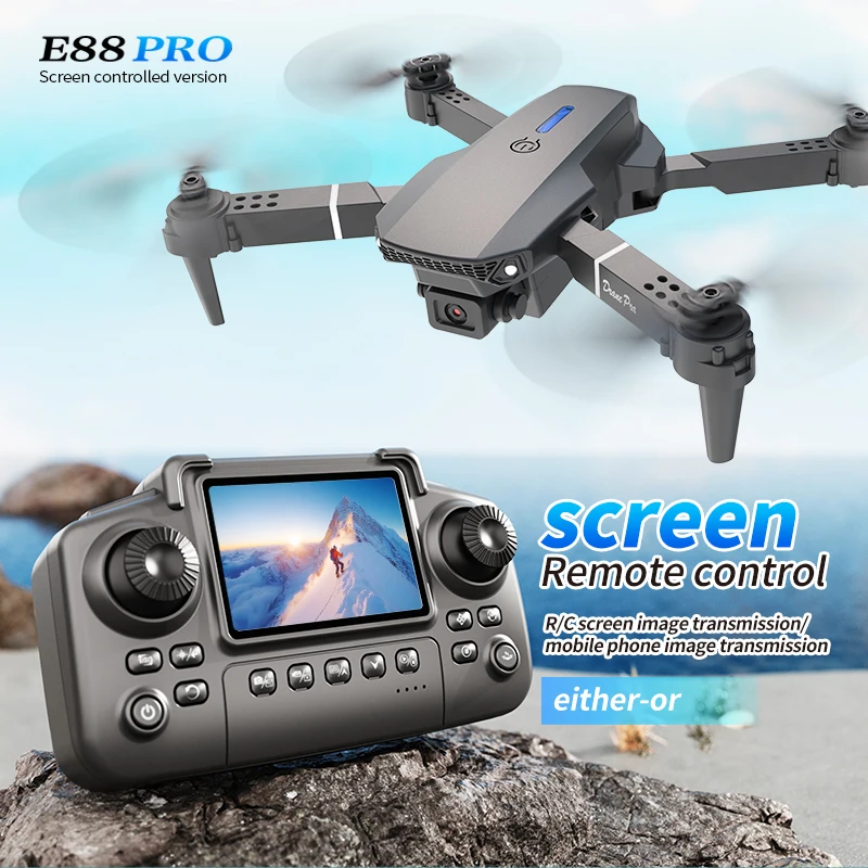 Nano Quad Fpv - Profesyonel E88 PRO Drone, Ekranlı 8K
